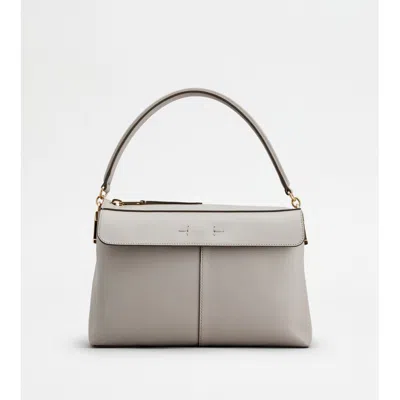 Tod's T Case Bauletto In Leather Small In Gray
