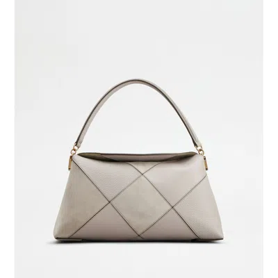 Tod's T Case Tote Messenger Bag In Leather Small In Gray