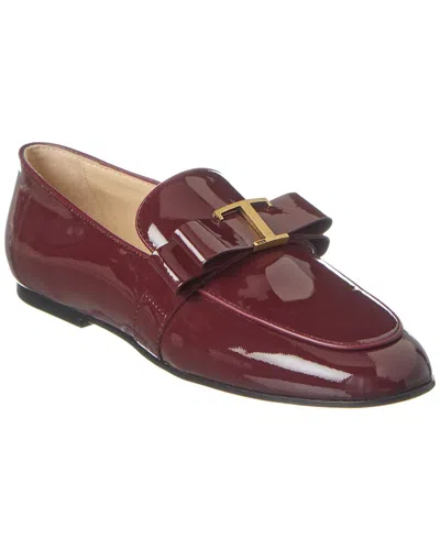 Tod's T Logo Patent Loafer In Red
