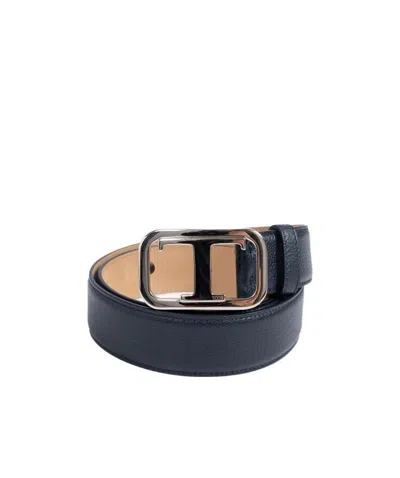 Tod's T Logo Plaque Buckle Belt In Black