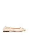 TOD'S TOD'S T LOGO STRAP LEATHER BALLERINAS