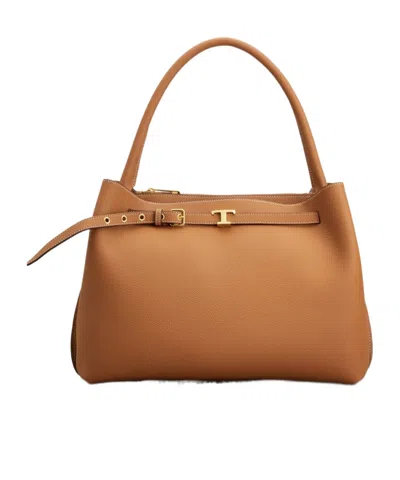 Tod's T-palque Top Handle Bag In Brown
