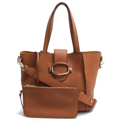 Tod's T Ring Leather 2way Shoulder Bag In Brown
