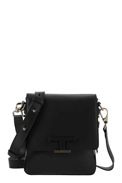 Tod's T Timeless - Mini Leather Shoulder Strap In Noir
