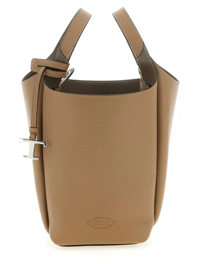 Tod's T Timeless Bucket Bag In Beige