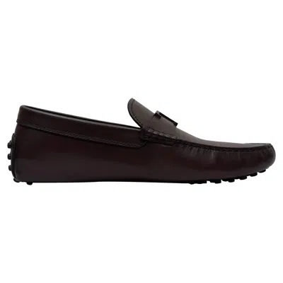 Tod's T Timeless Gommino Loafers In Burgundy Calf Leather In Brown