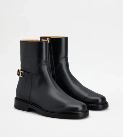 Tod's T-timeless Leather Ankle Boots Black