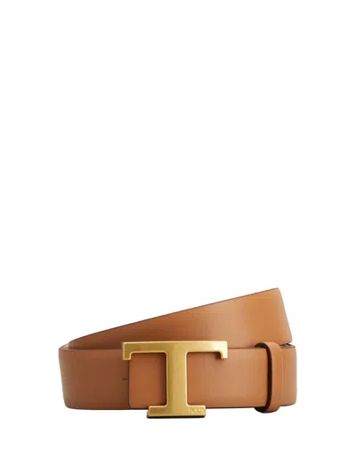 Tod's T Timeless Leather Belt In Brown