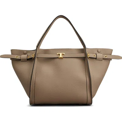 Tod's T Timeless Leather Shopping Bag In Brown