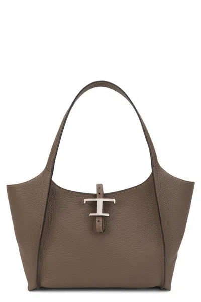 Tod's Tod`s  T Timeless Leather Shopping Handbag In Beige