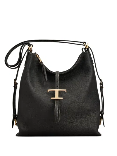 Tod's T Timeless Leather Shoulder Bag In Black