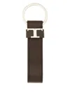 Tod's T Timeless Logo Keychain In Brown