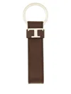 Tod's T Timeless Logo Keychain In Brown