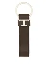 Tod's T Timeless Logo Keychain In Brown
