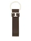 Tod's "t Timeless" Logo Keychain In Brown