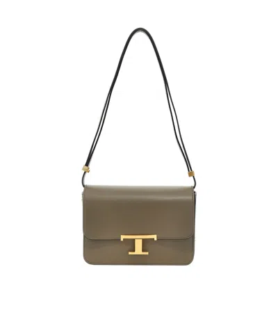 Tod's T Timeless Logo Plaque Crossbody Bag In Green