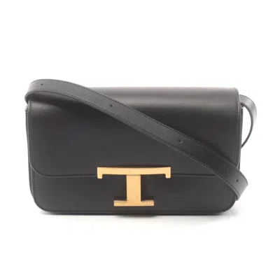 Tod's T Timeless Micro Leather Shoulder Bag In Black