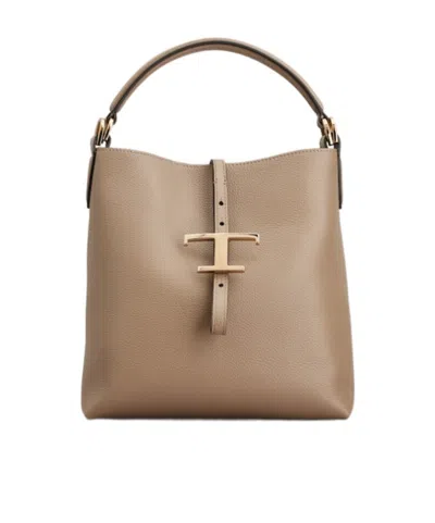 Tod's T Timeless Mini Bucket Bag In Brown