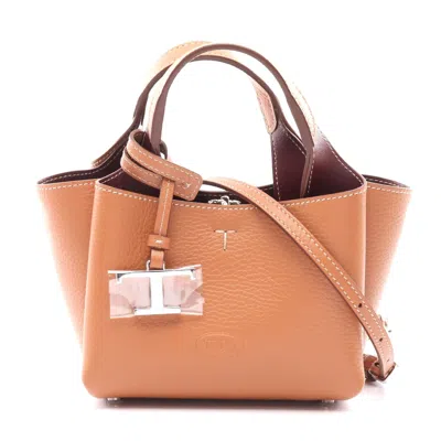 Tod's T Timeless Mini Leather Handbag Brown