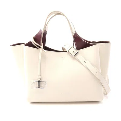 Tod's T Timeless Mini Leather Handbag In White