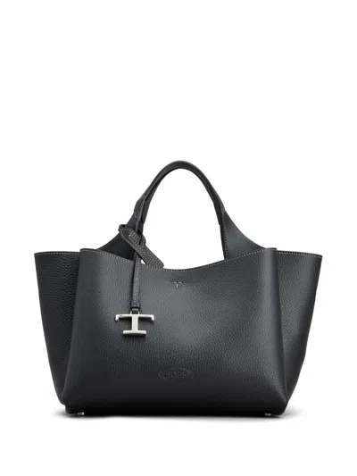 Tod's T Timeless Mini Leather Tote Bag In Black