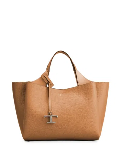 Tod's T Timeless Mini Leather Tote Bag In Purple