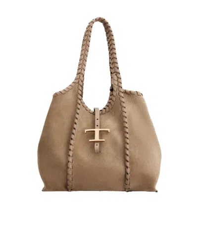 Tod's T Timeless Mini Shopper Bag In Brown