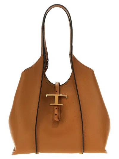 Tod's T Timeless Mini Shopping Bag In Brown