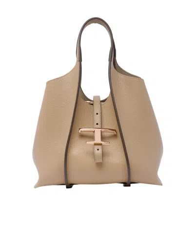 Tod's Mini T Timeless Tote Bag In Nude