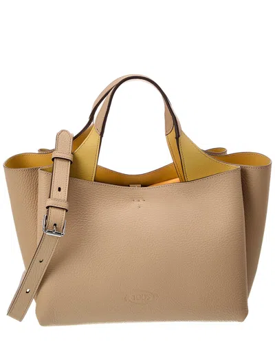 Tod's T Timeless Pendant Mini Leather Tote In Beige
