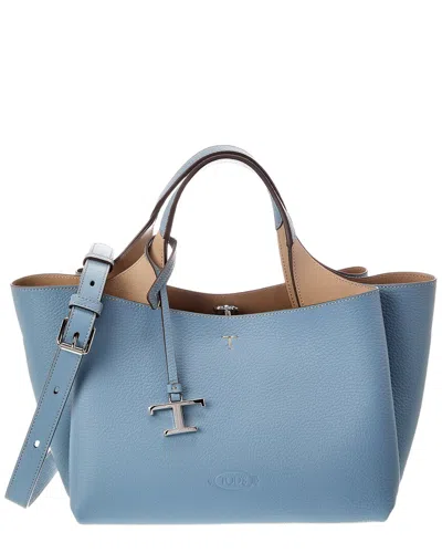 Tod's T Timeless Pendant Mini Leather Tote In Blue