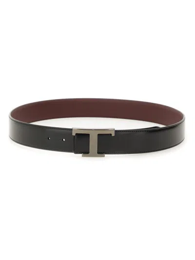 Tod's "t Timeless" Reversible Belt In Black