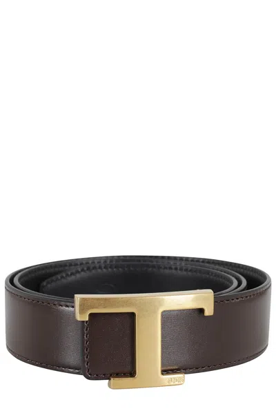 Tod's T Timeless Reversible Belt In Brown
