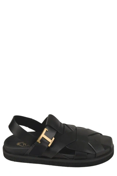 Tod's T Timeless Sandals In Black