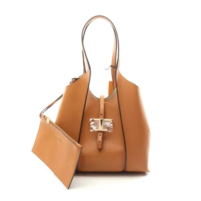 Tod's T Timeless Small Leather Tote Bag In Brown