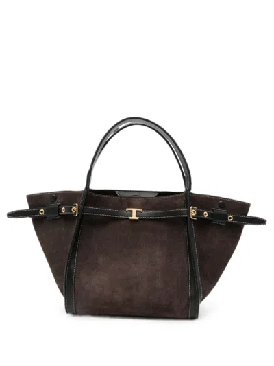 Tod's T Timeless Small Leather Tote Bag In Brown