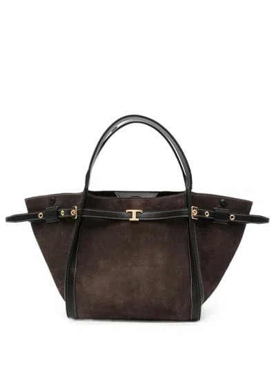 Tod's T Timeless Small Leather Tote Bag In Brown