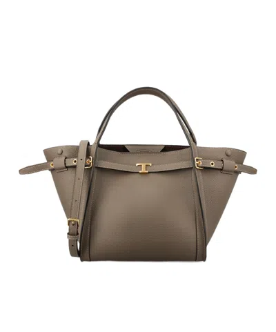 Tod's T Signature Shopping Bag In Leather Small In Brown