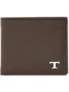 Tod's Leather Wallet Bi-fold Metal Logo In Brown