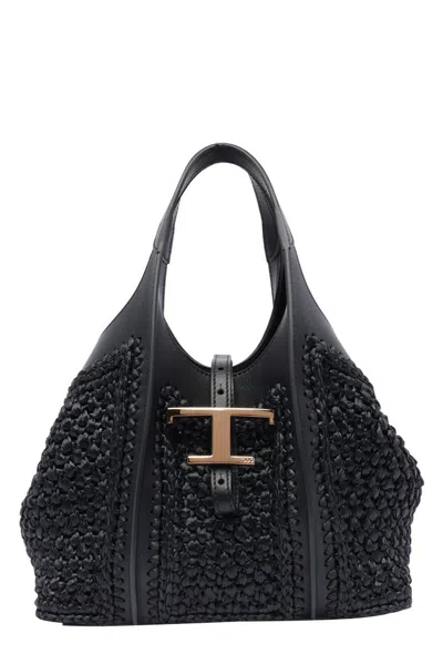 Tod's T Timeless Tote Bag In Black
