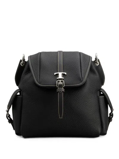 Tod's T Timless Mini Leather Backpack In Black