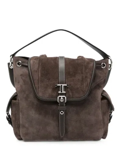 Tod's T Timless Mini Leather Backpack In Brown