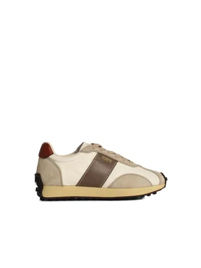 Tod's T Vintage' Beige Leather Blend Sneakers In Neutral