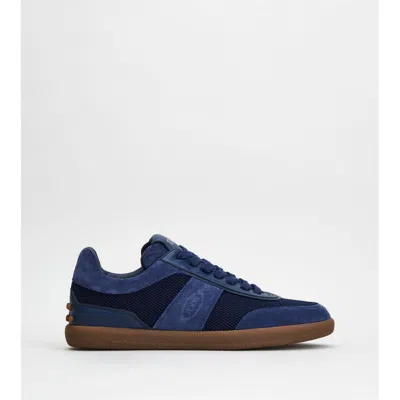 Tod's Tabs Sneakers In Suede And Technical Fabric In Blue
