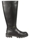 Tod's Tall Calfskin Boots With Gold-tone Buckle
