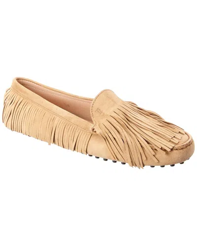 Tod's Tassel Fringe Suede Loafer In Brown