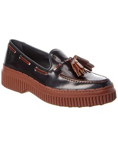 Tod's Tassel Leather Loafer In Brown