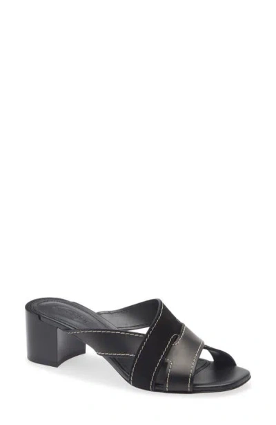 Tod's T-bands Block Heel Sandal In Black