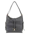 Tod's Textured Black Shoulder Bag With Gold-tone Accents In Gray