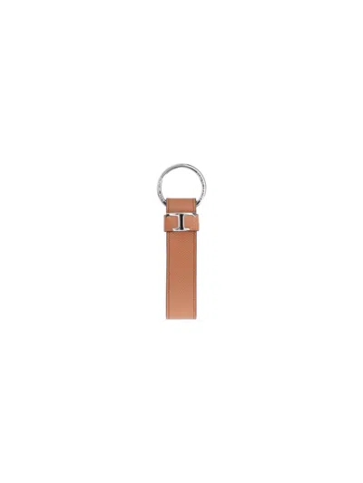 Tod's Textured Brown Leather Keychain